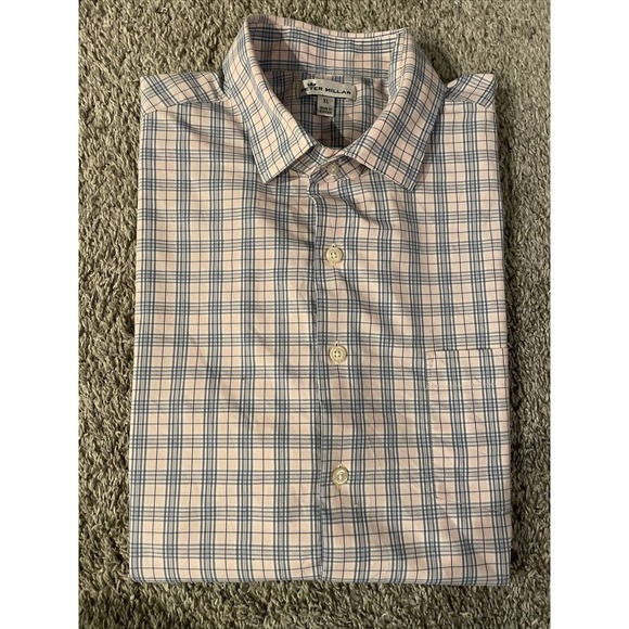 Peter Millar Other - Men’s Peter Millar Button Up Long Sleeve Shirt Pink/Blue Plaid Stretch XL Crown
